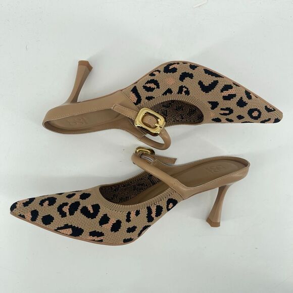 Cosy Island GraceLithe Leopard Knit Pointed Toe Heeled Mules Size 8.5, New - Picture 12 of 17